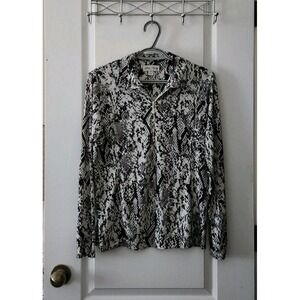 Sport Haley Women's Shirt Top Black White Animal Print Long sleeve Golf Top Sz M